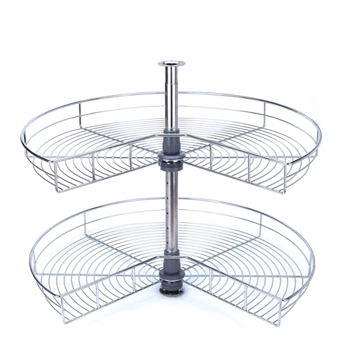 28 Inch 2-Tier Organizer for Corner Base Kitchen Cabinets,270° Rotating