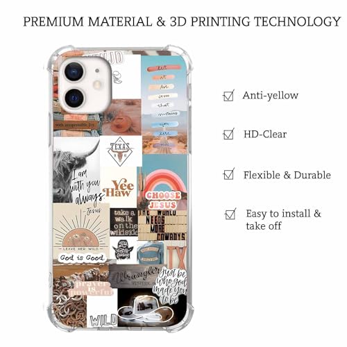 AOSSXIN Jesus and Cowboy Case for iPhone 12,Christian Quotes and Western Wild Collage,Trendy TPU Bumper Case for iPhone 12 - image 4