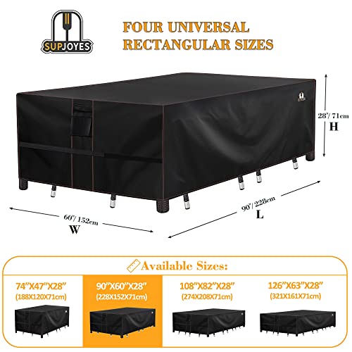 Supjoyes Patio Furniture Covers Waterproof For Outdoor Table And Chairs, Sectional Sofa Set Cover Rectangular Water Resistant - Fits Up To 90"X60" #TOP1