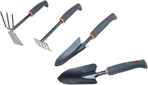 Mikikit 4 herramientas de jardín con mango de plástico, ergonómicas, herramientas de cultivo de suculentas para jardinería en el hogar, herramientas