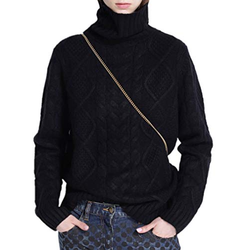 Image of Wool Sweaters Women's Turtleneck Pullover Female Loose Long Sleeve Tops Winter Thick Knitted Jumper