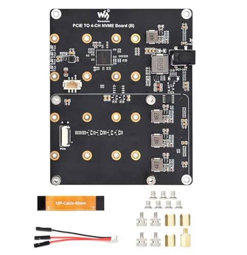 PCIe - 4-Ch NVMe M.2A_v^[{[h Raspberry Pi 5p | 4-Ch SSDg | u[gT|[g | 7V-24V d | LEDCWP[^[