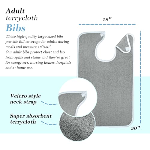 Image of Avalon Towels Adult Bibs Aprons - Clothing Protector Bibs for Adult - Terry Cloth Adult Bib Super Absorbent and Washable bib
