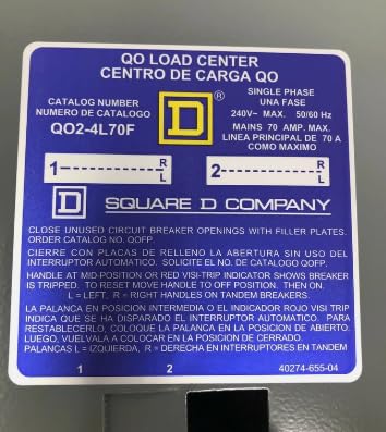 SD QO24L70F 70A Load Center Main Lug 1-Phase 2-Spaces 4-Circuits 120/240V