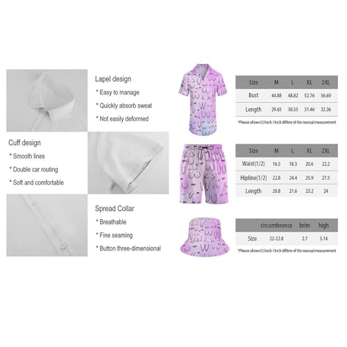 Adugen Origei Men's Pomeranians Pattern Button-Up Shirt Hawaiian Shirt Party Beach Suit Fisherman's Hat3