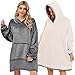 Voqeen Couverture TV Sweat à Capuche Long En Polaire Et Coton Polaire En Peluche à Manches Plaids Surdimensionnée Douce Et Chaude En Tissu Sherpa Avec Manches Et Poches Douillette, Gris, Taille Unique