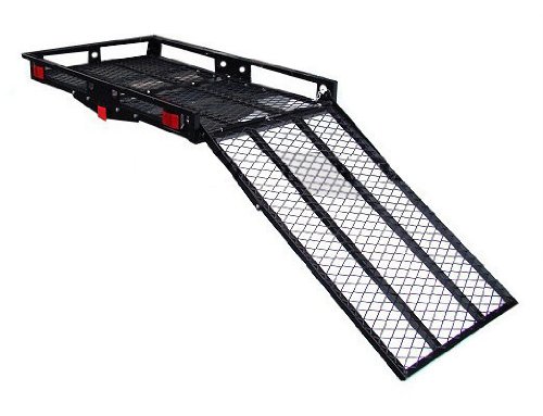 TMS T-WCR-2849 Heavy Duty 500-Pound Mobility Hitch Carrier Power Electric Wheelchair Scooter Medical with Loading Ramp and Anti-Tilt