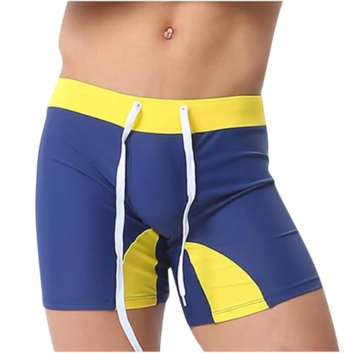 Mens Swim Briefs Sexy Square Leg Bottoms Swimwear Quick Dry Low Waist Swimsuits for Beach Spa Gym Athletic(Dark Blue,X-Large)