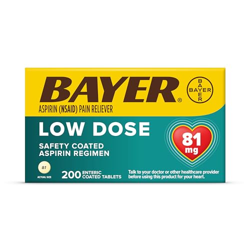 Bayer Aspirin Regimen , 81mg Enteric Coated Tablets, Pain Reliever/Fever Reducer, 200 Count