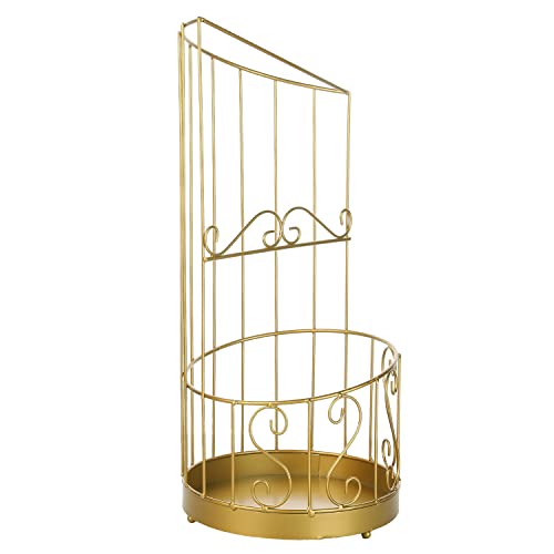 Mygift Vintage Brass Metal Umbrella Holder Stand With 2 Sections And Scrollwork Design, Long And Short Umbrellas Storage Rack #TOP5