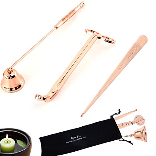3-in-1 Candle Wick Trimmer Candle Accessory Set, Candle Snuffer Candle Wick Trimmer Cutter, Wick Clipper Scissor Candle Tool, Candle Wick Dipper with Gift Package for Candle Lovers (Rose Gold)