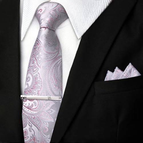 Image of DiBanGu Silk Floral Ties for Men Woven Paisley Necktie