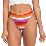 MARTIYEA Orange Magenta Lesbian Pride Flag Women G-String Thongs No Show Seamless Thong Ladies Undies Comfortable Low Rise Briefs T Back Panties Hipste Thong Underwear Small