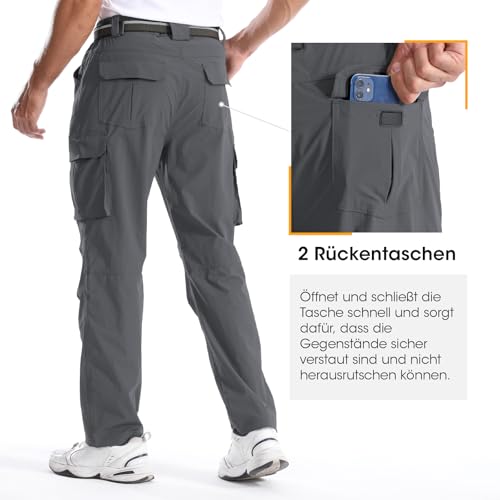 BondiTrekk Herren Zip Off Wanderhose, Arbeit Hosen Funktionshosen Outdoor Hosen für Herren mit 6 Taschen Elastische wasserdichte atmungsaktive Outdoorhose XL