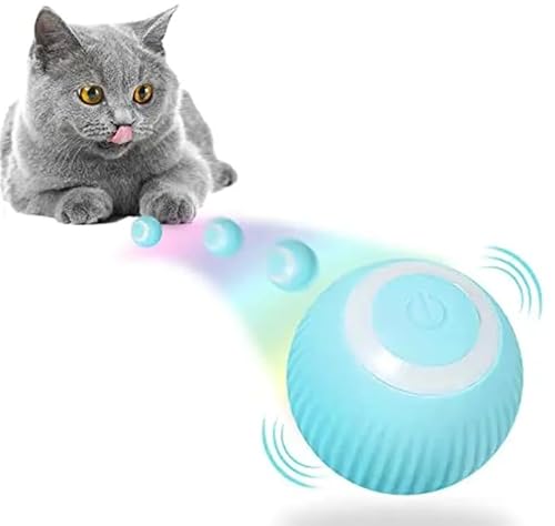 Bola de Brinquedo Inteligente Interativa para Gatos Giratória com Catnip (Azul)