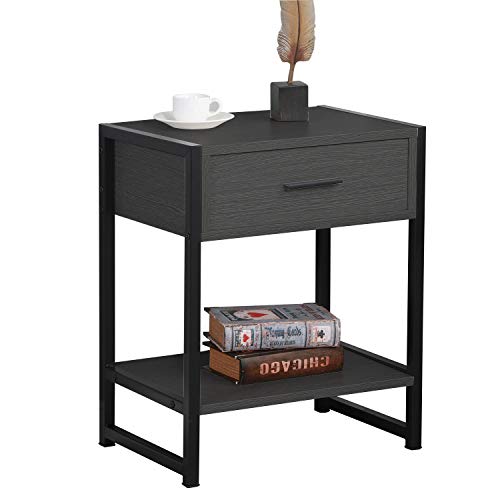 soges End Table Night Stand Bedside Table with Drawer Telephone Side Table Small Corner Table, Black DX-328-AHY soges End Table Night Stand Bedside Table with Drawer Telephone Side Table Small Corner Table, Black DX-328-AHY