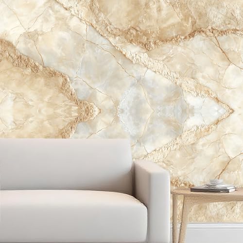 Image of Nuxovilar Beige Stone Marble Wallpaper Peel Stick Vinyl 15.75x39.37