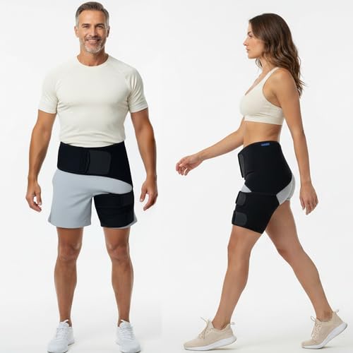 Hip Brace for Women, Men - Sciatica Brace - Groin Pull Compression Wrap - Sciatica Pain Relief Devices, Hip Brace for Sciatica Pain Relief Brace, Sciatic Relief Devices, Sciatic Nerve Pain Relief, Thigh Compression Sleeve, SI Belt, Hamstring Compression Sleeve, SI Joint Belt for Women, Bursitis Hip Pain Relief Devices