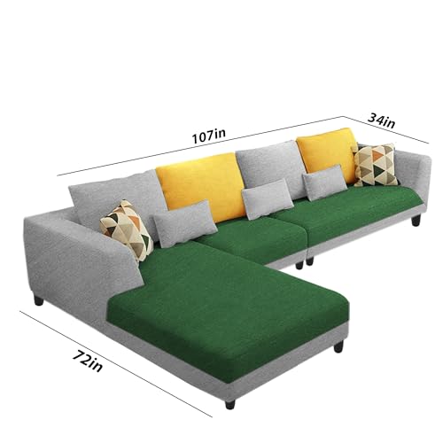 Image of Galib LHS 6 Seater L Shape Sofa Set for Living Room (Green Grey Fabric) Premium Fabric Sofa