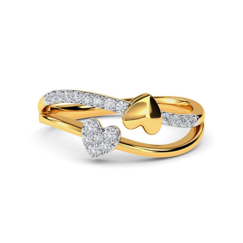 Image of KISNA 14k / 18k Real Gold & Diamond Ring | Diwali, Rakhi Rakshabandhan Gift for Sister /Bhabhi /Women | With Certificate of Authenticity & BIS-Hallmarked Gold Jewellery | Abha Diamond Ring
