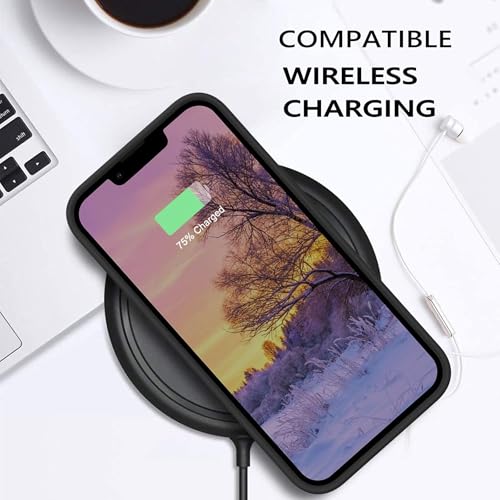 Image of M Cart Compatible with iPhone 13 Pro Max Case 6.7 Inch Liquid Silicone Soft Gel Rubber Slim Microfiber Lining Cushion Cover Shockproof Protective Phone Case for iPhone 13 Pro Max (Black)