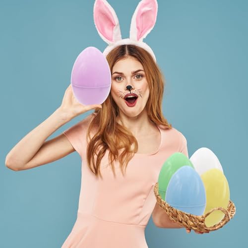 Image of The Dreidel Company Massive Pastel Fillable Easter Eggs Colorful Bright Plastic Easter Eggs, Perfect For Easter Egg Hunt, Surprise Egg, Easter Hunt, 8 inch Giant Fillable Eggs (48-Pack)