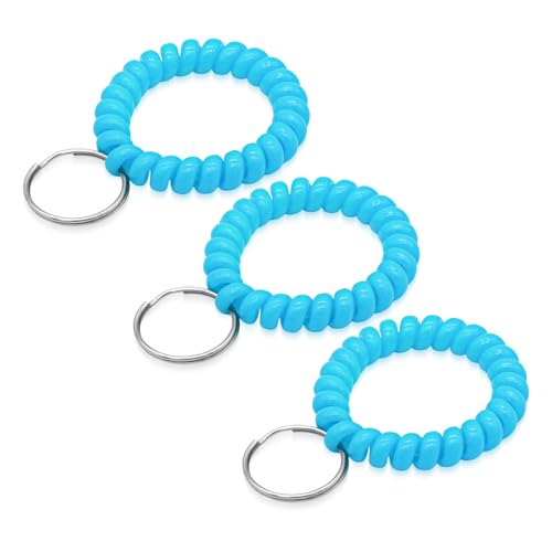 Image of TENOC Spiral Coil Keychain, Anti-lost Key Chain Holder Lanyard Cord for Sauna Outdoor Sports and Gym Pool