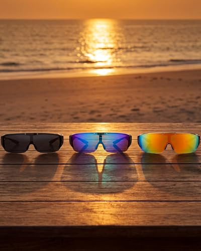 Image of Frienda 3 Pcs Flip Glasses Polarized Sports Sunglasses Cover-up Tac Sunglasses for Men Women Driving Fishing