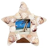 Decoración de marco de fotos: marco de conchas marinas único que se adaptará a cualquier tema de decoración náutica del hogar, es un gran para los amantes de la playa, coleccionistas y entusiastas náuticos, marco de fotos de conchas