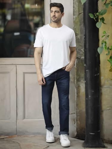 Image of Blue Jeans for Men Regular Fit - Cotton Jeans Pant for Men, Regular Denim Jeans for Boys - Light Fade Jeans for Men
