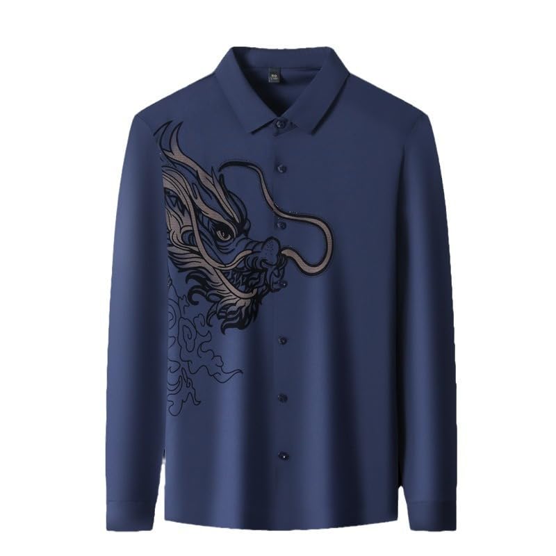 Camisa de manga larga para hombre holgada solución definitiva sin planchado 5