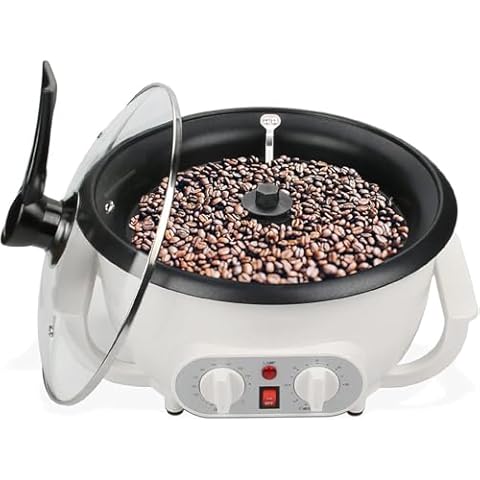 Upgrade Coffee Roaster Machine for Home Use, 110V Household Electric Coffee Bean Roaster with Timer, 0-240℃ Temperature Adjust Cover