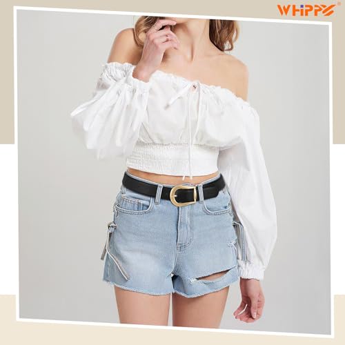 WHIPPY Women's Leather Belt for Jeans Pants Dresses Casual Fashion Waist Belt with Gold Buckle4