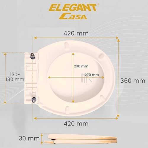 Image of Elegant Casa Polypropylene Soft Close Toilet Seat Cover Round | Western Commode Lid for Bathroom & Toilet | Stable Hinges, Anti-Slip, Durable Hygienic Seat | Off-White Ivory | Easy Installation 1 Set