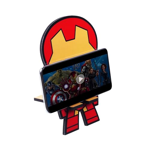 Image of Marvel Avengers Super Hero Iron Man Mobile Stand (Yellow), Mobile Stand for Desk, Useful Gadgets for Men, Student Gadgets, Mobile Phone Holder, Tablet Stand, Phone Accessories
