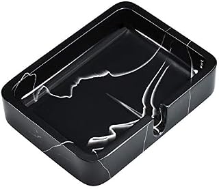 Fun Lites Soap Dish With Drainage, Handmade Marble Soap Storage Holder, Resin Soap Bar Tray Draining Soap Box For Shower, Bathroom, Kitchen Sink, Sponges, Keep Your Soap Dry And Clean (Black)