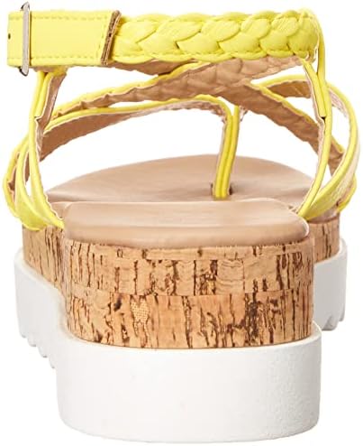 YOKI-AMELIA-16 Women’s Strappy Open Toe Cork Platform Sandal, Yellow, 8.5 M US | Image 2