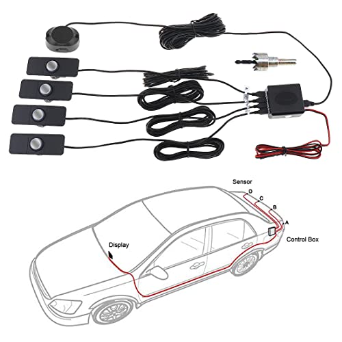 Auto-achterfietsarsysteem, premium kwaliteit, 4 parkeersensoren, auto-achterfietsarsysteem met vleugels (zilver) - Afbeelding 5
