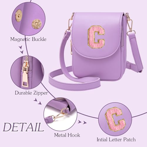 Image of Viverte Crossbody Purse for Teen Girls Small Initial Cell Phone Toddler Purse Leather Triple Compartment Crossbody Bags