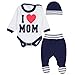 TupTam Conjunto de Ropa Bebé Body, Polaina, Gorra, I Love Mamá Azul Oscuro, 56