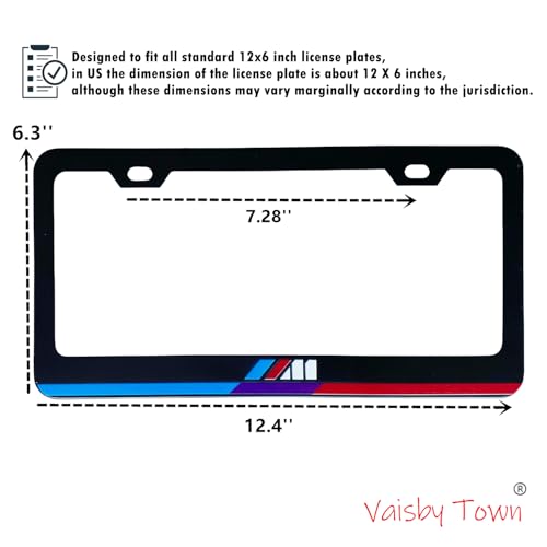 Image of License Plate Frames Cover Compatible with BMW Exterior Accessories | Tricolour(Blue purple red Gradient) Aluminum Frame, Front and Rear 2 pcs Pack