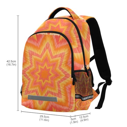 KLL Orange Yellow Mandala Floral Pattern Designed cute backpack for kids girls with chest strap books bag for student mochilas de moda para adolecentes3