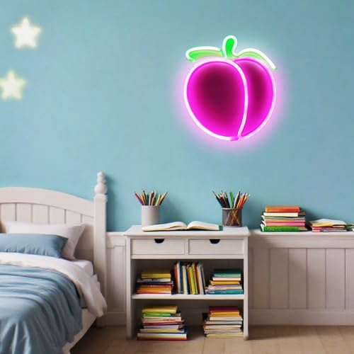 Image of Peach LED Neon Light Sign Handmade Lamp for Wall Room Party Home Bar Art Christmas Bedroom Table Wedding Party Desktop Decoration Teen Kids Birthday Holiday Gift USB Powered(Pink)