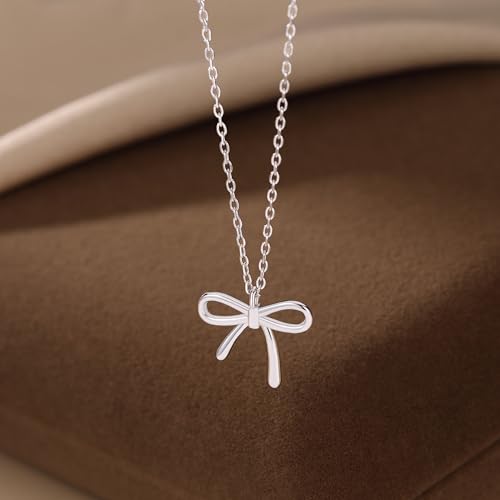 SLUYNZ Solid 925 Sterling Silver Bow Choker Necklace for Women Teens Simple Bowknot Pendant Necklace4