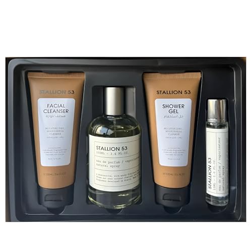 NEW Set 4in1 Stallion 53 by Emper. Gift Set (100ml EDP-Facial Cleanser-Shower Gel-15ml UAE)