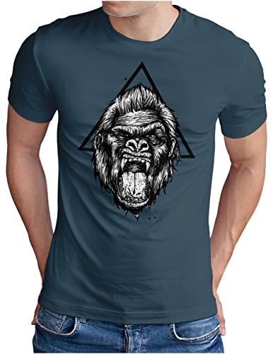 T-shirt homme geometric streetwear OM3 gorille denim pour un look swag en ville