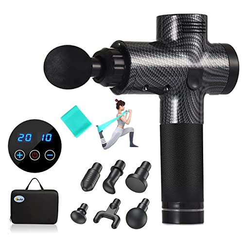 AllExtreme MG-01 Battery Powered Massage Gun Portable Vibration Muscle Body Massager with 4 Heads, LCD, Touch Button & 20 Adjustable Speed Vibrator for Neck, Leg, Hand & Back, Multicolor