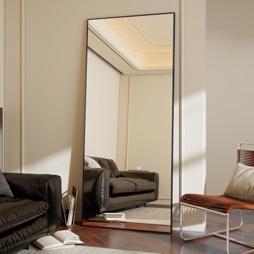 Koonmi 60x165 cm Mirror Full Length - Minimalist Modern Full Body Floor Length Mirror - Standing, Hanging, Leaning for Living Room, Black