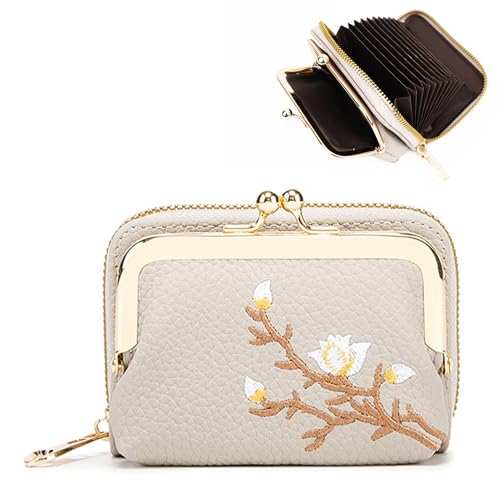 Linpr Porte Monnaie Femme en Cuir, Portefeuille Vintage, Pochette à Monnaie avec Plusieurs Fentes Carte, Petit Porte-Monnaie avec Fermeture Éclair,...