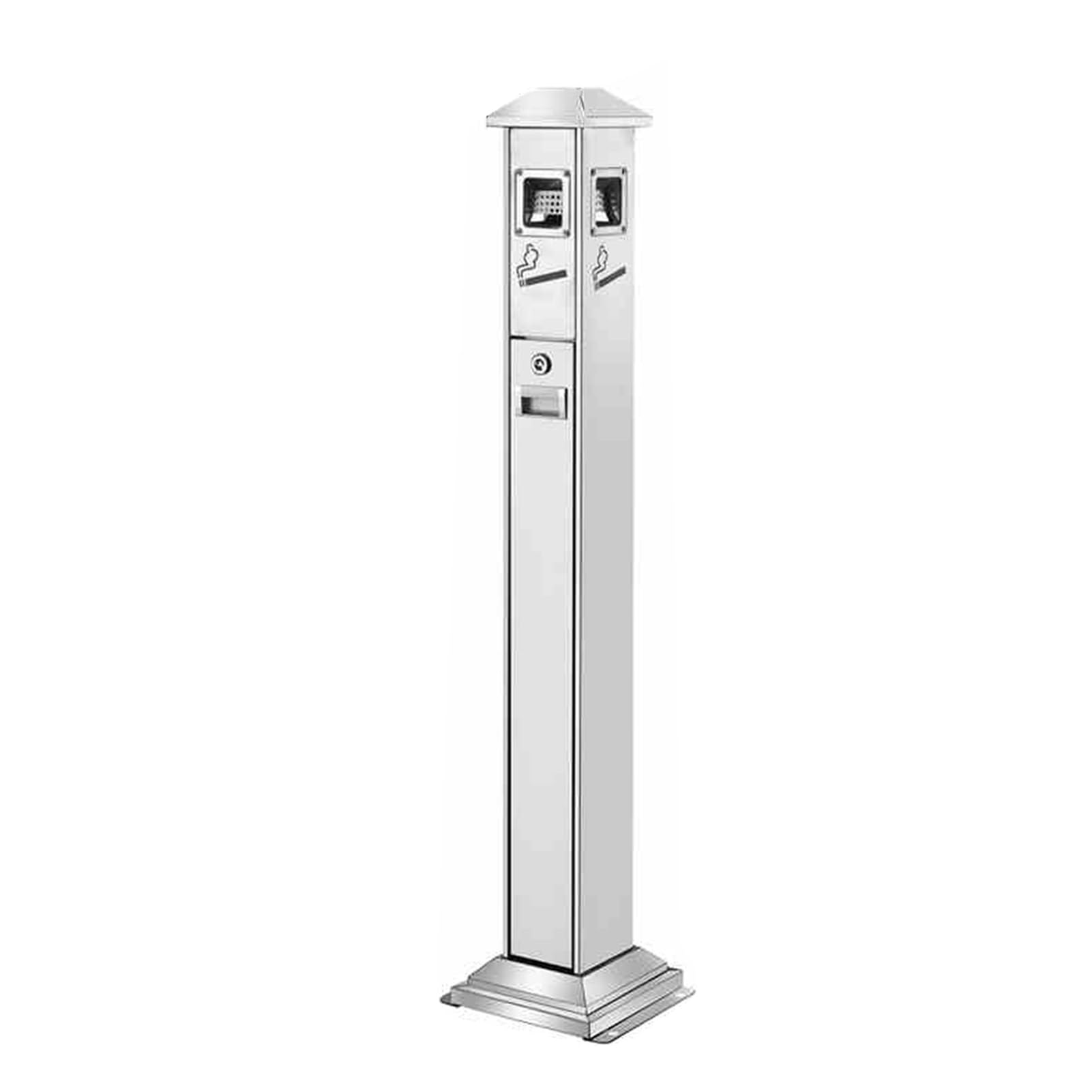 Outdoor Standing Cigarette Butt Collector, Stainless Steel Smoking Bin, Inner Bucket Type Trash Can, For Commercial Offices, Restaurants, Bars(Silver)